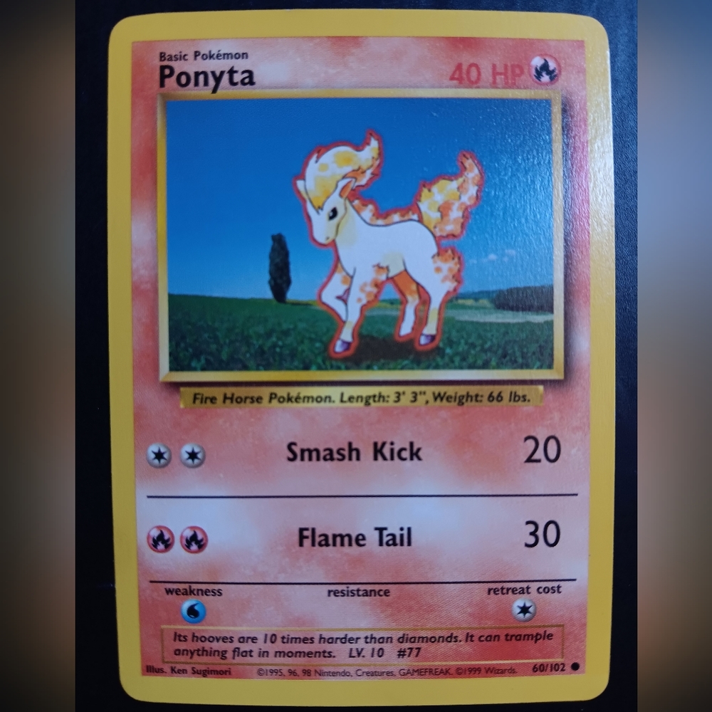 Ponyta Pokemon Card - Base Set - NO. 60/102 Common Non-Holo